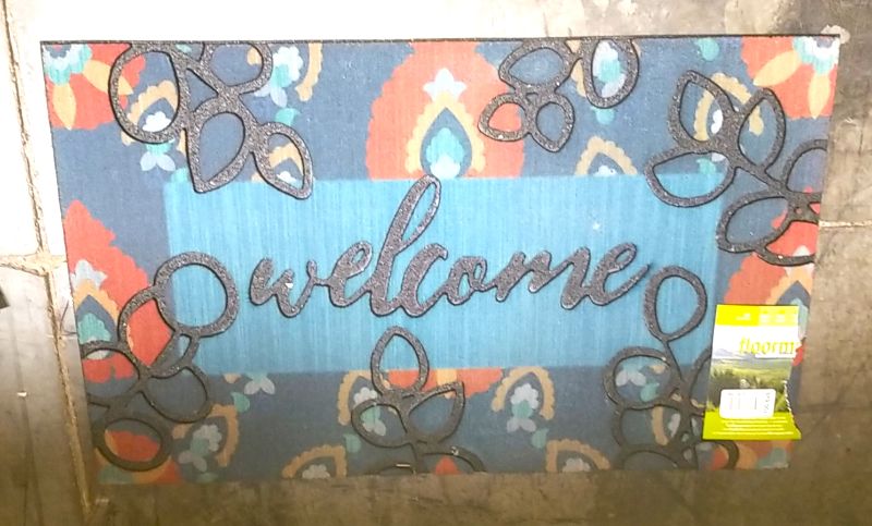 Photo 1 of FLORAL WELCOME MAT 18IN X 30IN  96 PERCENT RECYCLED RUBBER NEW $24.99