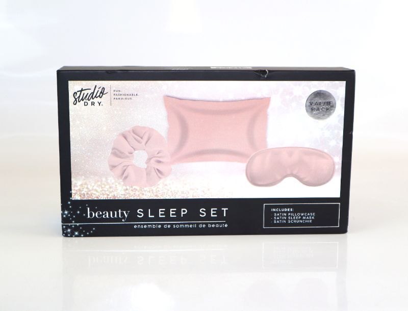 Photo 1 of BEAUTY SLEEP SET SATIN PINK 1 PILLOWCASE 1 EYE MASK AND 1 SCRUNCHIE BY STUDIO DRY NEW $35.69