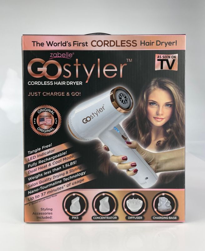 Photo 1 of GO STYLER WHITE BLOWDRYER CORDLESS AND RECHARGEABLE DUAL HEAT AND COOL 3 DIFFERENT ATTACHMENTS PIC DIFFUSER AND CONCENTRATOR NEW $99.99