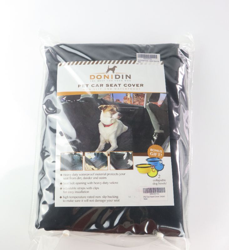 Photo 1 of NON SLIP PET SEAT COVER IS HEAVY DUTY WATERPROOF ADJUSTABLE STRAPS AND INCLUDES 2 TRAVEL COLLAPSIBLE FOOD BOWLS $36.99