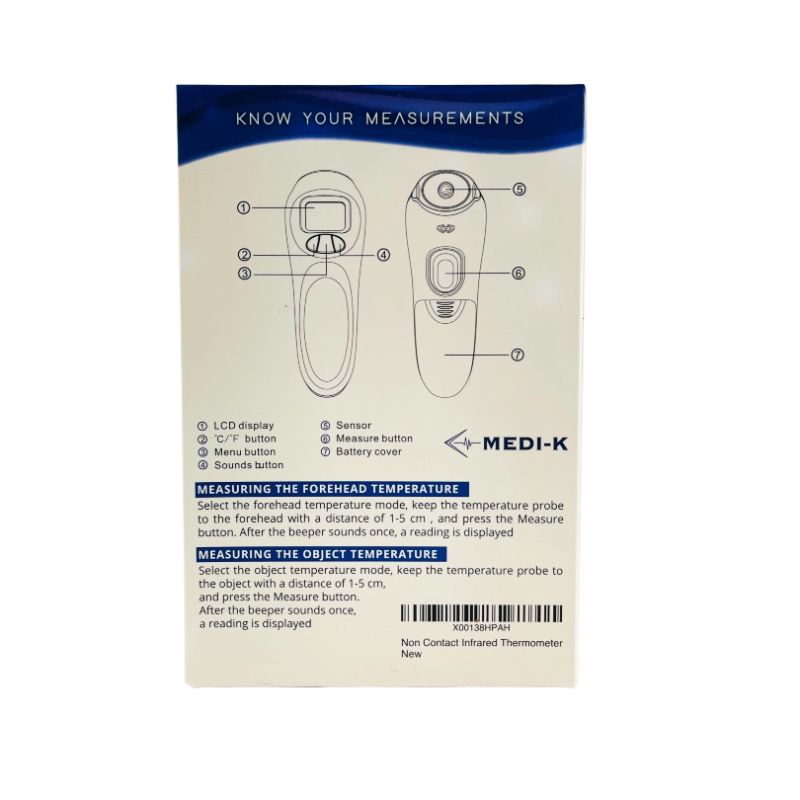 Photo 2 of NON CONTACT INFRARED THERMOMETER 1 SECOND MEASURE TIME 20 READING MEMORY RECALL SOUNDS CAN BE TURNED OFF SAFE AND HYGIENIC CAN SWITCH BETWEEN FAHRENHEIT AND CELSIUS NEW IN SEALED BOX $65 