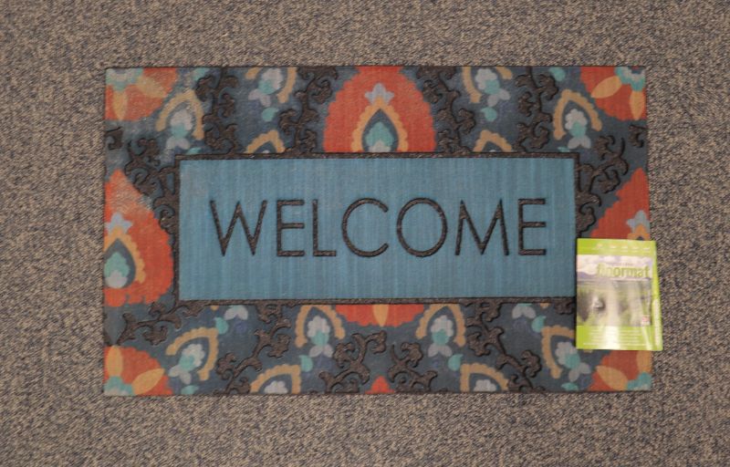 Photo 1 of ABSTRACT WELCOME MAT 18IN X 30IN  96 PERCENT RECYCLED RUBBER NEW $24.99