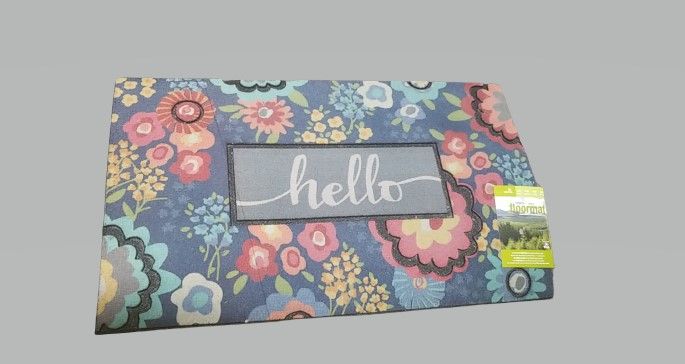 Photo 1 of HELLO 18IN X 30IN FLOORMAT 96 PERCENT RECYCLED RUBBER NEW $24.99