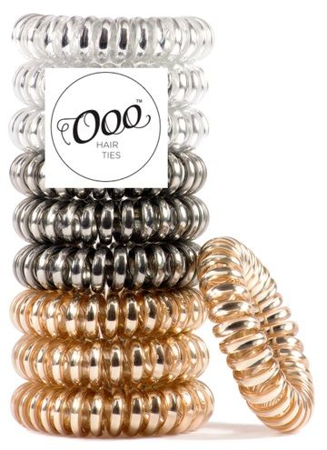 Photo 1 of 10 PACK OOO HAIR TIES 3 GOLD 3 BLACK 3 SILVER NEW $16.66