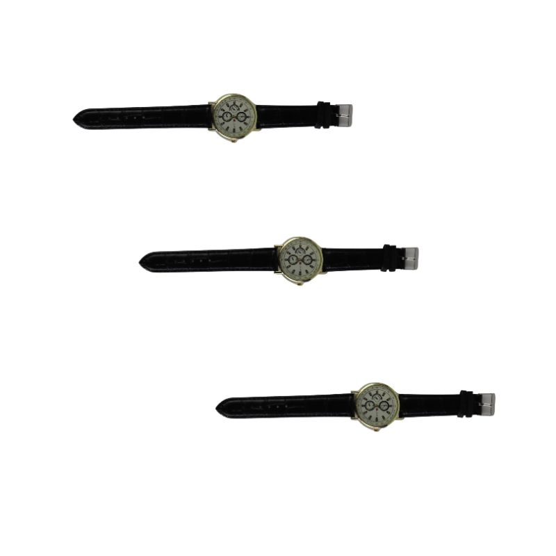 Photo 1 of PACK OF 3 BLACK THIN FASHION WATCHES WITH FAUX GOLD ACCENTS NEW $19.99