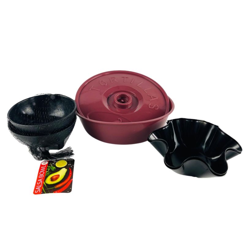 Photo 1 of TACO TUESDAY SET 1 TORTILLA WARMER 2 SALSA BOWLS 2 TORTILLA PAN NEW $30.97
