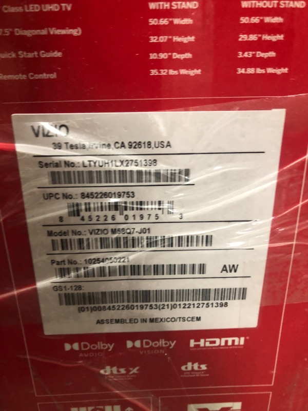 Photo 1 of VIZIO 58" M-Series Quantum Color 4K HDR Smart TV - (M58Q7-J01)
