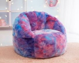 Photo 1 of Heritage Club Rainbow Faux Fur Bean Bag Chair, Pink
