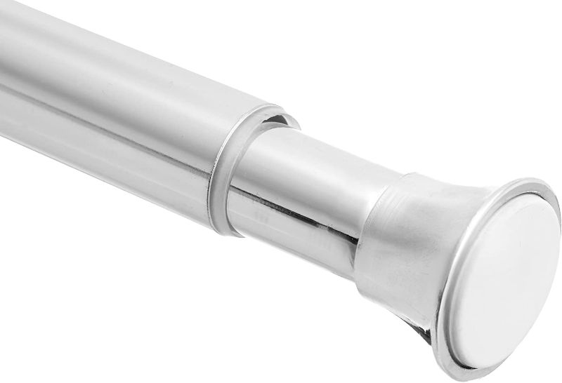 Photo 1 of Amazon Basics Tension Curtain Rod, Adjustable 54-90" Width - Chrome, Classic Finial