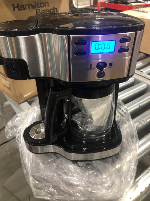 Photo 2 of Hamilton Beach 2-Way Brewer 49980A, Single Serve Coffee Maker and Full 12 Cup Coffee Pot, Stainless Steel, Programmable