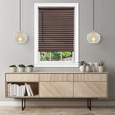 Photo 1 of Achim GII Luna Indoor Cordless Mahogany Vinyl Light Filtering Window Venetian Blind, 64" L X 36" W