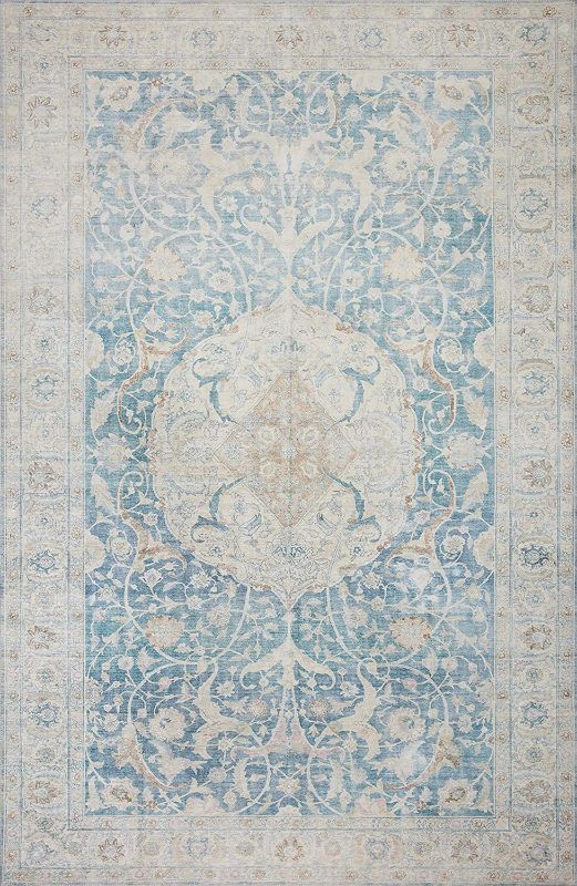 Photo 1 of Chris Loves Julia x Loloi Jules JUL-03 Antique / Sky Oriental Area Rug 7'-6" x 9'-6"