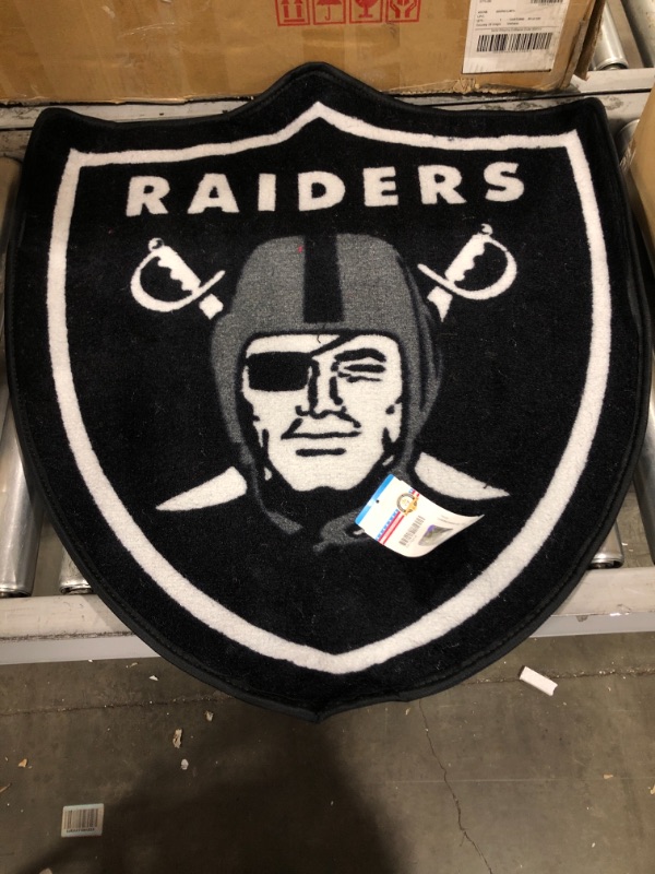 Photo 2 of FanMats® 20982 - Las Vegas Raiders 36" x 48" Mascot Floor Mat with "Raider" Logo
