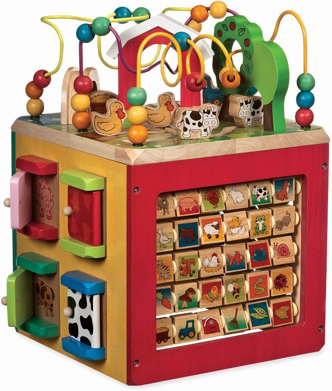 Photo 1 of Battat – Wooden Activity Cube – Discover Farm Animals Activity Center for Kids 1 year +