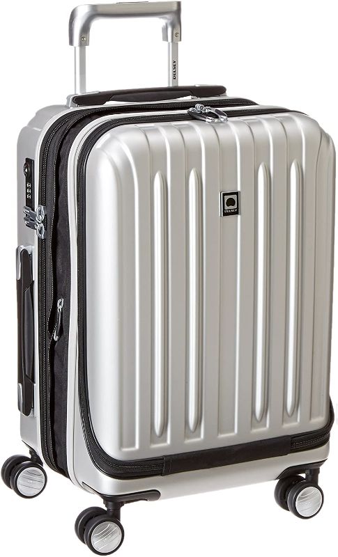 Photo 1 of DELSEY Paris Titanium Hardside Expandable Luggage with Spinner Wheels, Silver, Carry-On 19 Inch