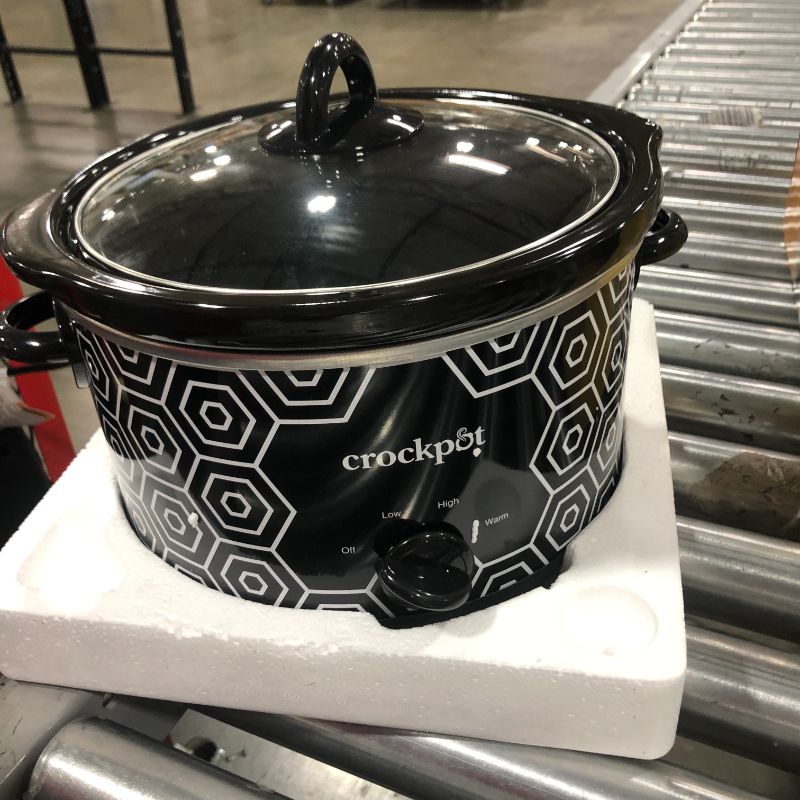 Photo 2 of Crock-Pot 4.5-Quart Slow Cooker, Manual, Black/White Pattern