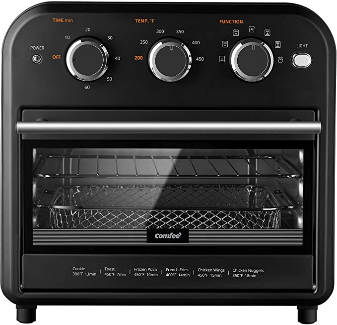 Photo 1 of Comfee' Retro Air Fryer Toaster Oven, 7-in-1, 1250W, 13.6L Capacity, 4 Slice, Air Fry, Bake, Broil, Toast, Warm, Convection Broil, Convection Bake, Bl