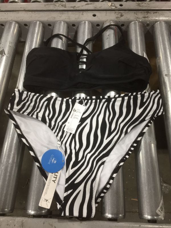 Photo 1 of CUPSHE Women Bikini Set Zebra Print Bottom Hollow Out Two Piece Swimsuit Criss Cross Bathing Suit MEDIUM
