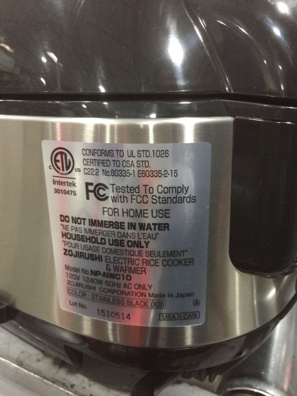 Photo 6 of Zojirushi NP-NWC10XB Pressure Induction Heating Rice Cooker & Warmer, 5.5 Cup, Stainless Black, Made in Japan
