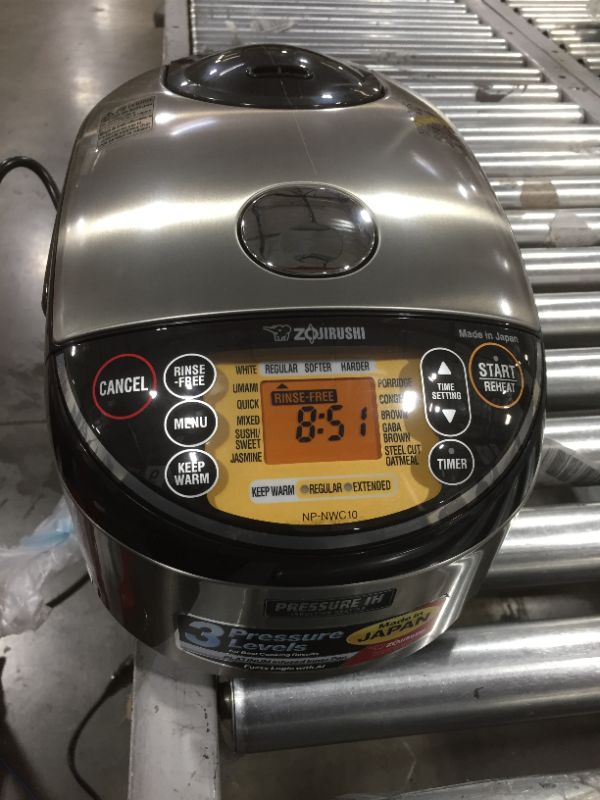 Photo 2 of Zojirushi NP-NWC10XB Pressure Induction Heating Rice Cooker & Warmer, 5.5 Cup, Stainless Black, Made in Japan
