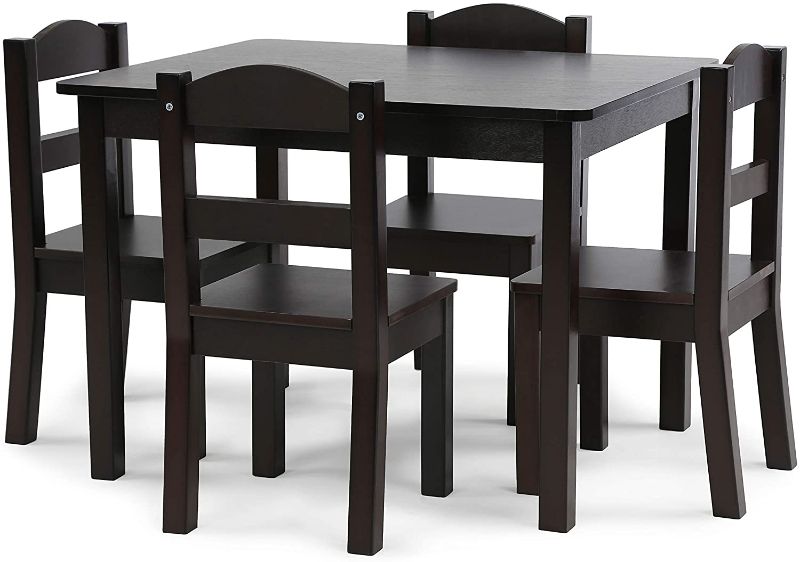 Photo 1 of Humble Crew, Espresso Kids Wood Table and 4 Chairs Set, 5-Piece
