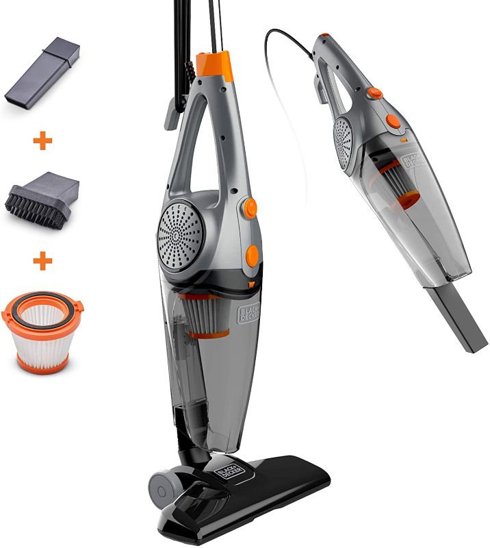 Photo 1 of BLACK+DECKER Upright Vacuum Cleaner, Metallic Gray with Orange
