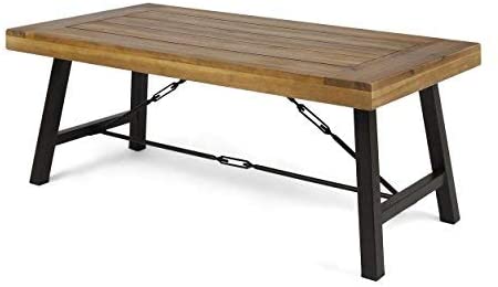 Photo 1 of Christopher Knight Home Catriona Outdoor Acacia Wood Coffee Table, Teak Finish / Rustic Metal