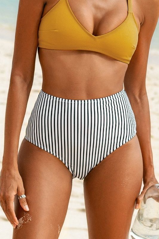 Photo 1 of Striped High Waisted Bikini Bottom (S)
