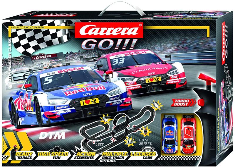 Photo 1 of Carrera GO 62480 DTM Master Class Electric Powered Slot Car Racing Kids Toy Race Track Set Includes 2 Hand Controllers and 2 DTM Cars in 1:43 Scale