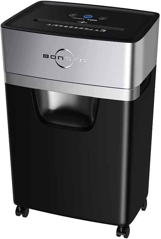 Photo 1 of BONSEN 15-Sheet Heavy Duty Paper Shredder for Office, 30-Minute Running Time Cross-Cut Shredder with 5.3-Gallon Pull Out Basket, Anti-Jam & Quiet Shredder for Home Office