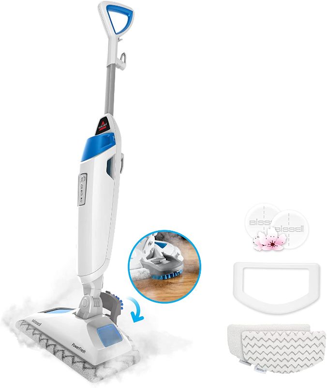 Photo 1 of Bissell Power Fresh Steam Mop with Natural Sanitization, Floor Steamer, Tile Cleaner, and Hard Wood Floor Cleaner with Flip-Down Easy Scrubber, 1940A