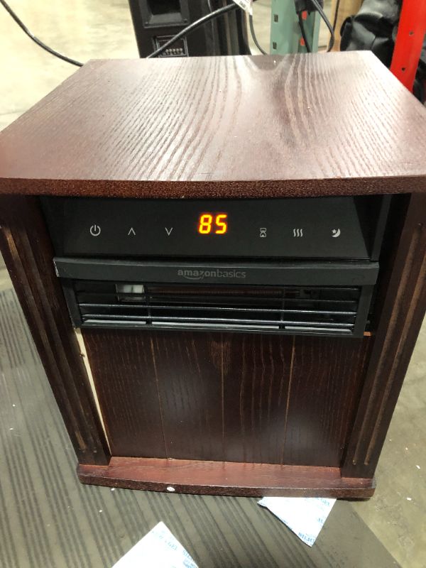 Photo 2 of Amazon Basics Cabinet Style Space Heater, Brown Wood Grain Finish, 1500W