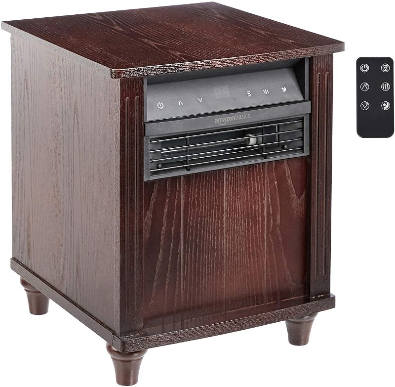Photo 1 of Amazon Basics Cabinet Style Space Heater, Brown Wood Grain Finish, 1500W