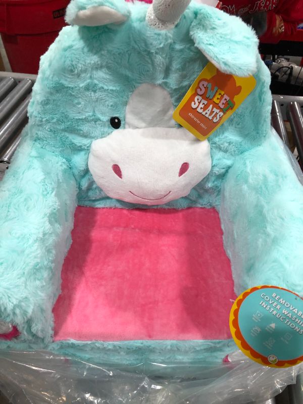 Photo 2 of Animal Adventure | Sweet Seats | Teal Unicorn Children's Plush Chair, Larger :14" x 19" x 20"
