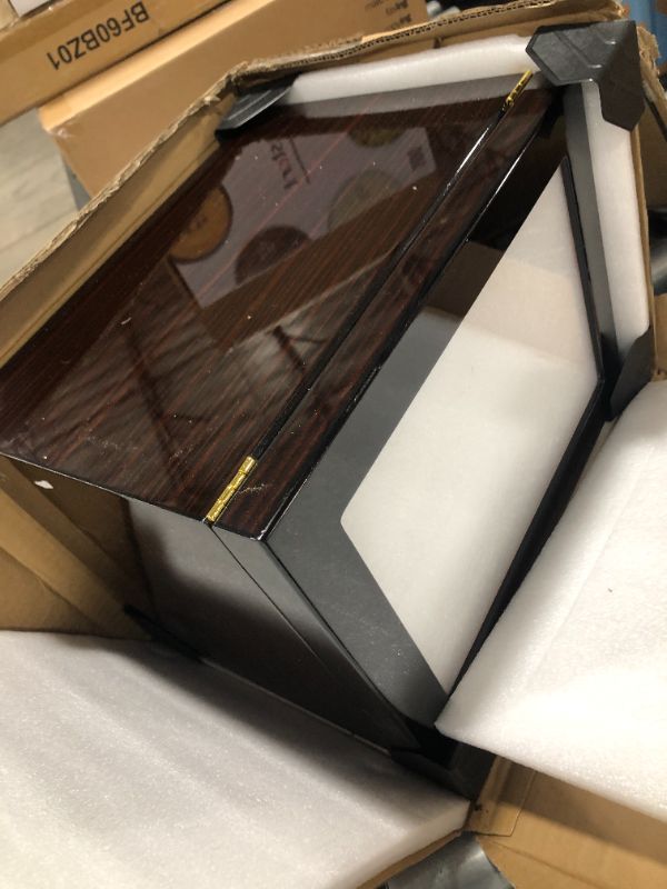 Photo 1 of Woodronic Handmade Cigar Humidor Cabinet with Digital Hygrometer for 100 to 150 Counts, Spanish Cedar Lined Cigar Box with 3 Larger Drawers and 2 Humidifiers