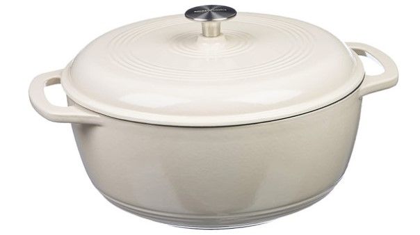 Photo 1 of Amazon Basics Enameled Cast Iron Covered Dutch Oven, 6-Quart, White