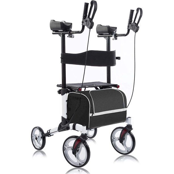 Photo 1 of BEYOUR WALKER Upright Walker, Newest Design, Stand Up Rollator Walker Tall Rolling Mobility Walking Aid with 10” Front Wheels, Seat and Armrest for Seniors and Adults, White