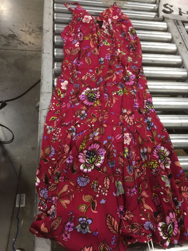 Photo 1 of Hot Pink Floral Long Sun Dress [LARGE]