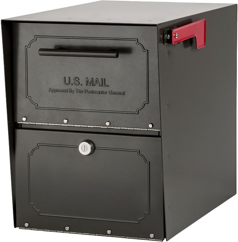 Photo 1 of Architectural Mailboxes 6200B-10 Oasis Classic Locking Post Mount Parcel Mailbox with High Security Reinforced Lock,grey 18.00 x 15.00 x 11.50 inches