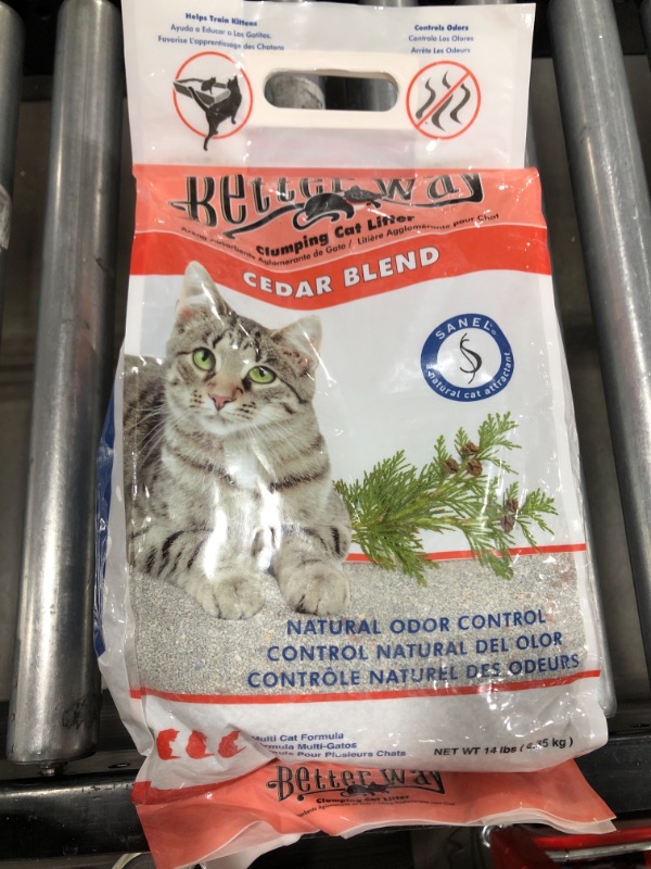 Photo 2 of Better Way Cedar Formula Clumping Bentonite Cat Litter with Sanel Cat Attractant 14 lbs