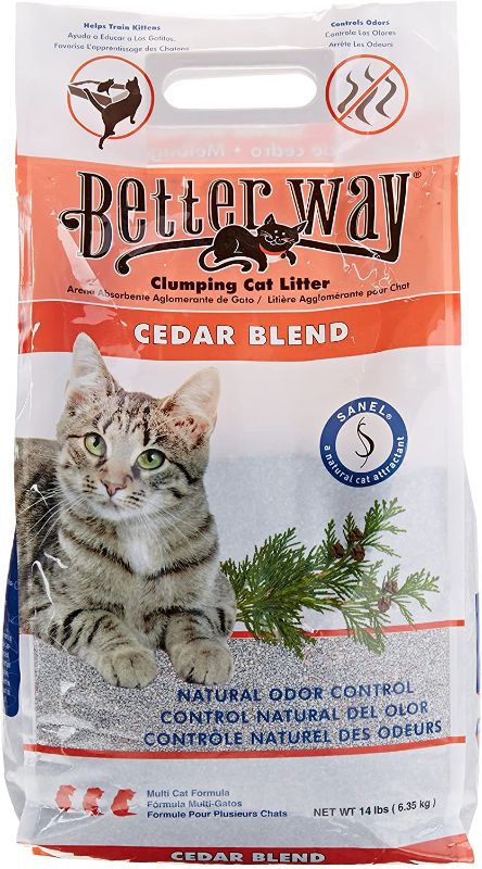 Photo 1 of Better Way Cedar Formula Clumping Bentonite Cat Litter with Sanel Cat Attractant 14 lbs