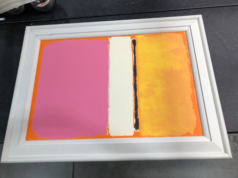 Photo 1 of 31x42 inch White Framed Orange and Pink painting 