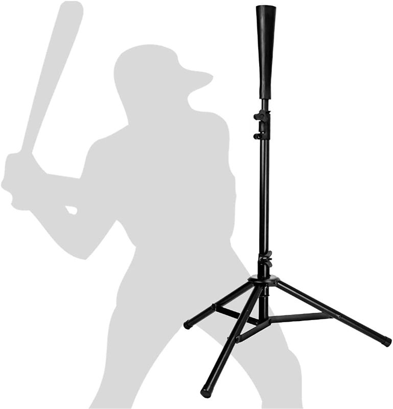 Photo 1 of Cyfie Batting Tee for Baseball and Softball, Height-Adjustable Hitting Tee, T-Ball Practice Tees 29.5in-44.5in Travel Portable Batting Tee Tripod Stand Tees Training Equipment for Adults Youth Teens
