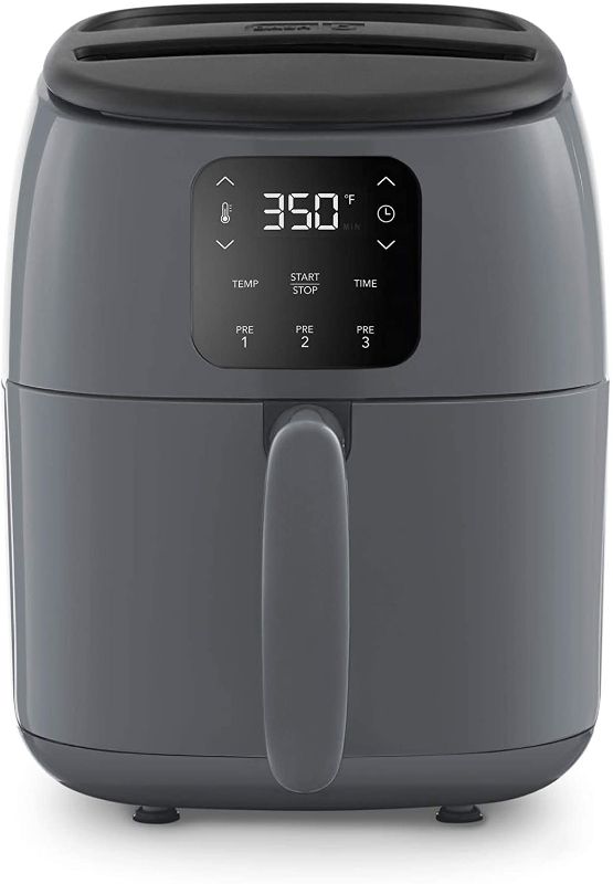 Photo 1 of Dash Tasti-Crisp Digital Air Fryer with AirCrisp® Technology, Custom Presets, Temperature Control, and Auto Shut Off Feature, 2.6 Quart - Cool Grey