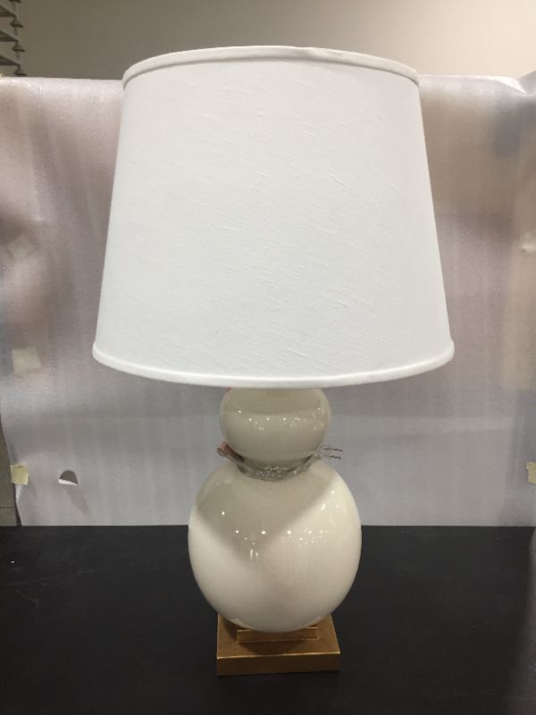 Photo 3 of   GLOSSY WHITE AND GOLD LAMP H 34 INCHES