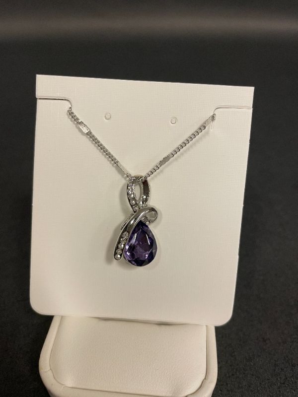 Photo 1 of SWAROVSKI 18K WHITE GOLD PLATED NECKLACE WITH PURPLE CRYSTAL