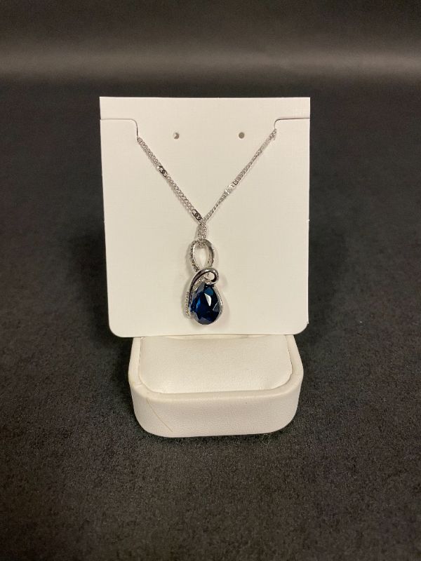 Photo 1 of SWAROVSKI 18K WHITE GOLD PLATED NECKLACE WITH BLUE SAPPHIRE CRYSTAL