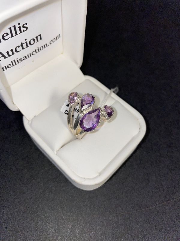 Photo 3 of ONE 925 SILVER & AMETHYST LADY'S RING SIZE 7