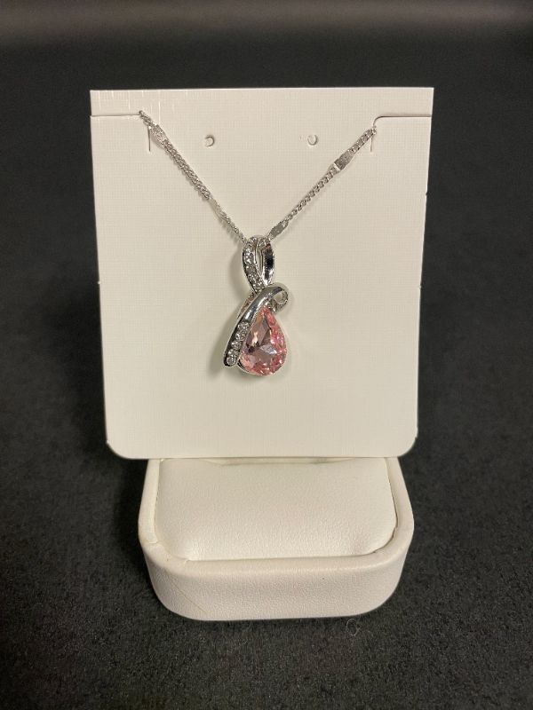 Photo 1 of SWAROVSKI 18K WHITE GOLD PLATED NECKLACE WITH PINK ICE CRYSTAL
