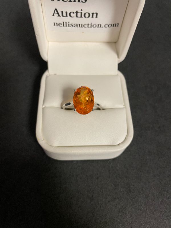 Photo 1 of .925 silver lady's Ring with natural orange mystic quartz size 10